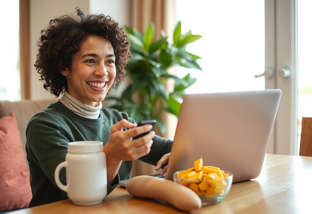 Person working flexibly at home with a laptop