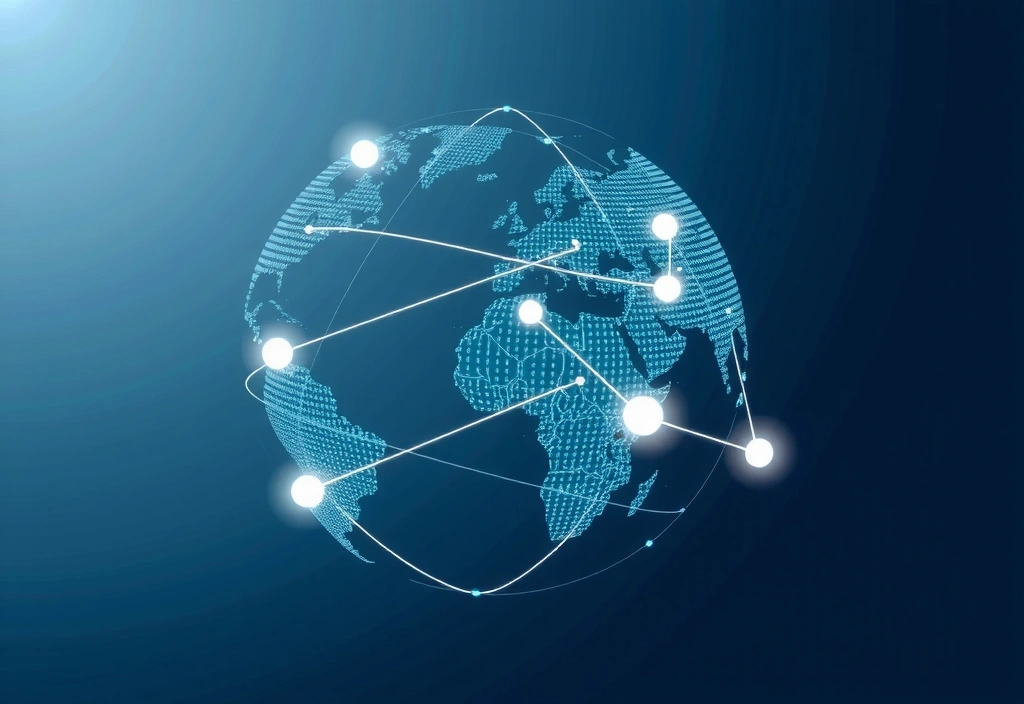 World map with connected dots symbolizing global accessibility